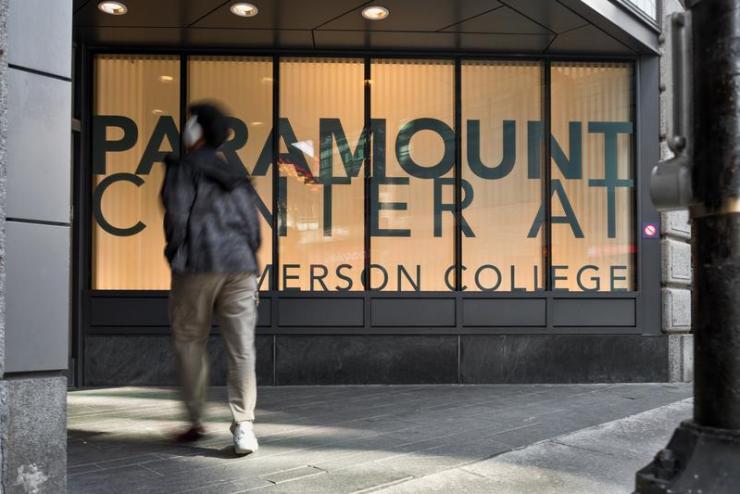 Student entering Paramount Center