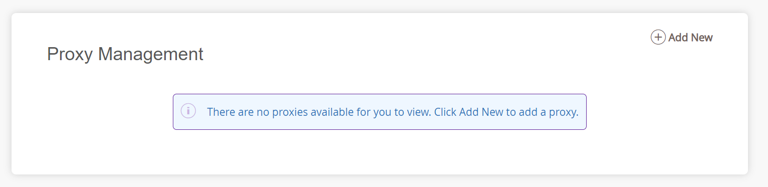 Screenshot of Proxy Management