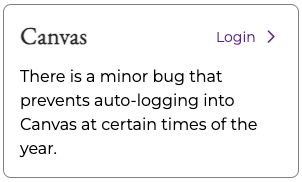 Canvas login notice about auto-login bug