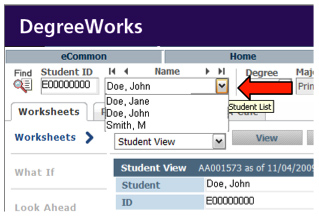 DegreeWorks page