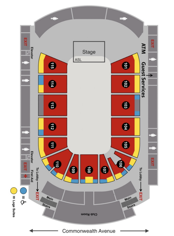 An overhead seat map of the Agganis Arena