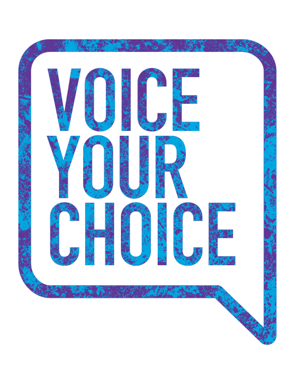 Voice Your Choice written in speech bubble