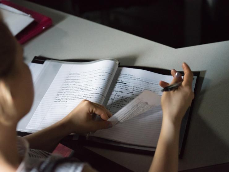 Person writing in journal
