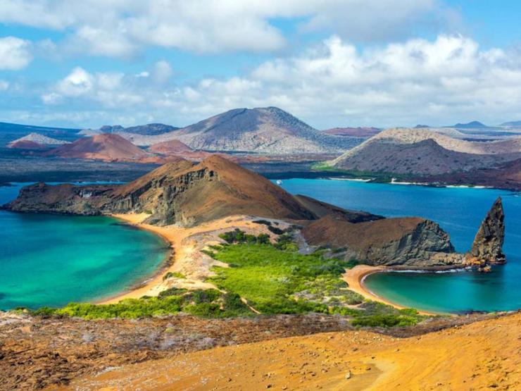 View of the Galapagos Islands from a high elevation