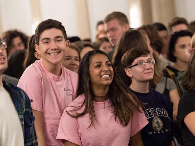 Group of students in a crowd at Orientation