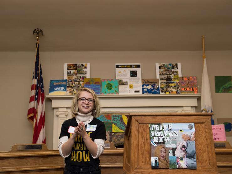 Earth Emerson student at State House