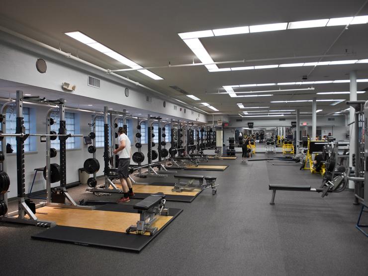 Weight room in the Emerson Fitness Center