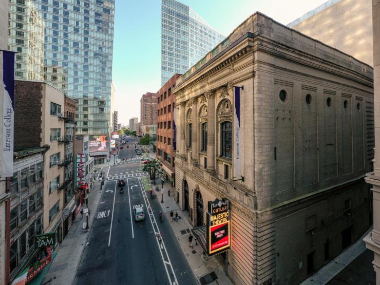 Drone shot of Tremont Street in Boston