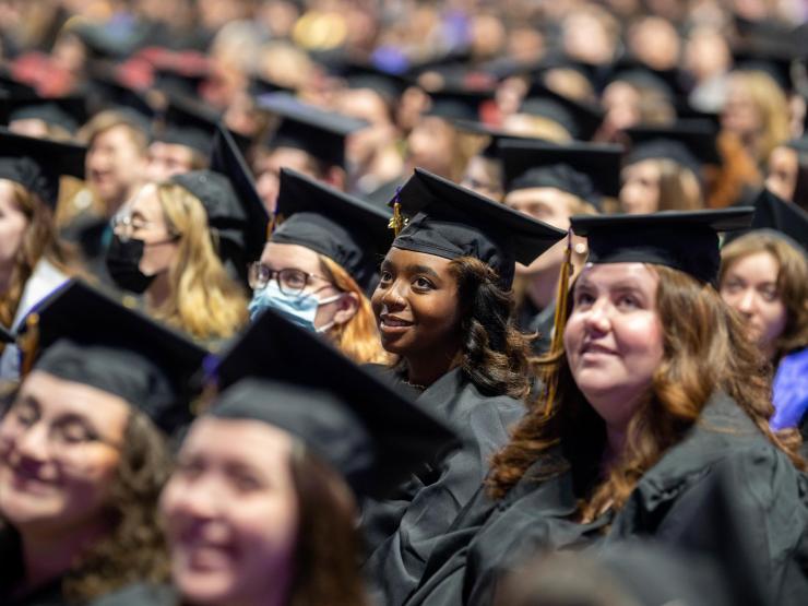 Emerson students sit at the commencement ceremony