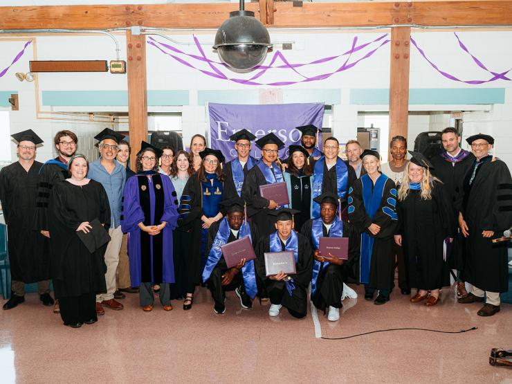Gathered attendees, including graduates of the Emerson Prison Initiative program, at the 2025 commencement ceremony