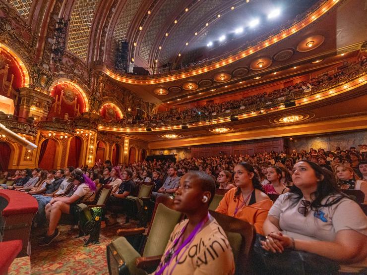 Emerson College students fill the seats of one of the theaters