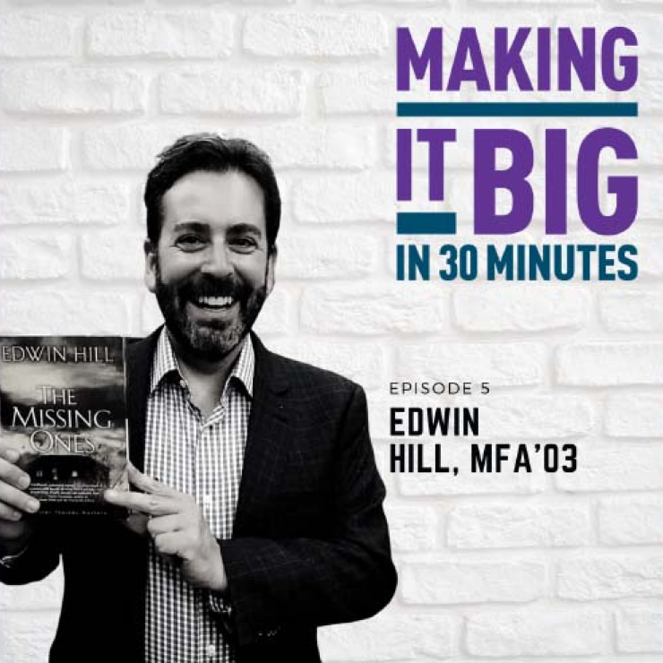 Edwin Hill in front of the "making it big" logo