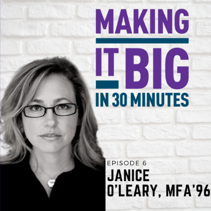 Janice O'Leary posing next to the "Making It Big" logo