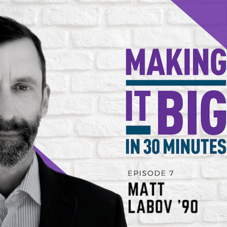 Matt Labov in front of the "making it big" logo