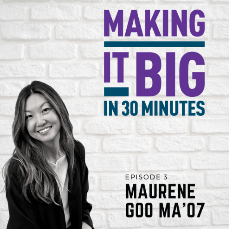 Maurene Goo posing next to the "Making It Big" logo