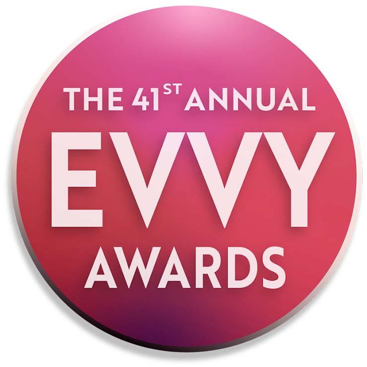 Round red logo that reads "The 41st Annual EVVY Awards"