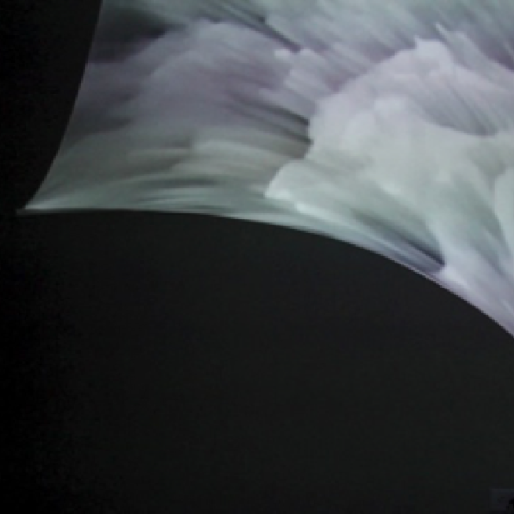 Snapshot of video, "Hurricane Lost" by Georgie Friedman that depicts a shape of the hurricane.