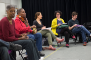 Students in a studio for a theatre class