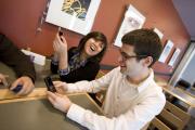 Students talking and texting