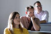 students listening in class