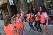 Group of students dancing and laughing
