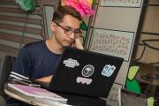 student working on a computer