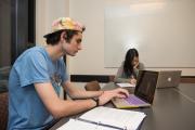 student working on laptop