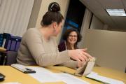 Professor smiling at student