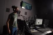 Student in the Emerson LA Sound Room