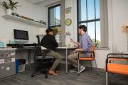 Student and faculty member having a discussion