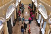 Overview shot of students signing in to Emerson on Move-In day