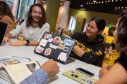 Students working together around a table