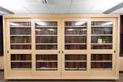 Zoomed out image of a bookshelf filled with books