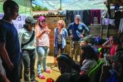 Students engaging with community members while on a global pathways program