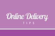 Online Delivery Tips in white text against light pink and purple background