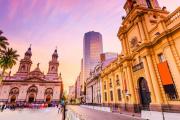 Santiago inner city with colorful lights