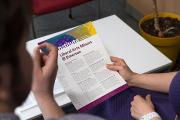 Students reviewing a brochure 