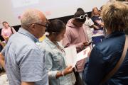 A family attending an orientation event