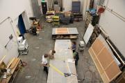 Overhead shot of Scene/Prop Production Shop