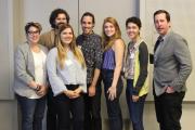 Participants in the Emerson Pitchfest pose as a group in a line