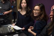 Two students in a focus group inside a classroom