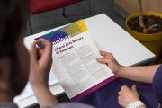 Students reviewing a brochure 