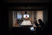 Two students studying a focus room