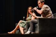 Actor Penn Badgley speaking with students at an EmersonTogether event