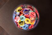 A bowl of buttons with NACE's career competencies that are great to have in the workplace