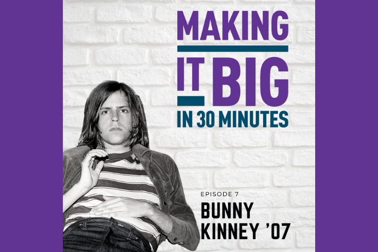 Bunny Kinney posing next to the "Making It Big" logo