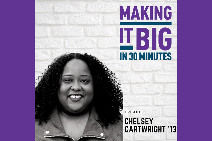 Chelsey Cartwright posing next to the "Making It Big" logo