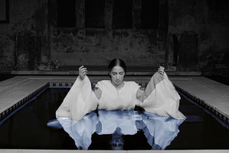 Larissa Sansour and Søren Lind, As If No Misfortune Had Occurred in the Night, production still, 2022