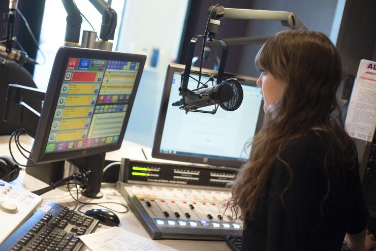 Person sitting in production control room