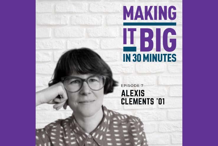 Alexis Clements in front of the "making it big" logo